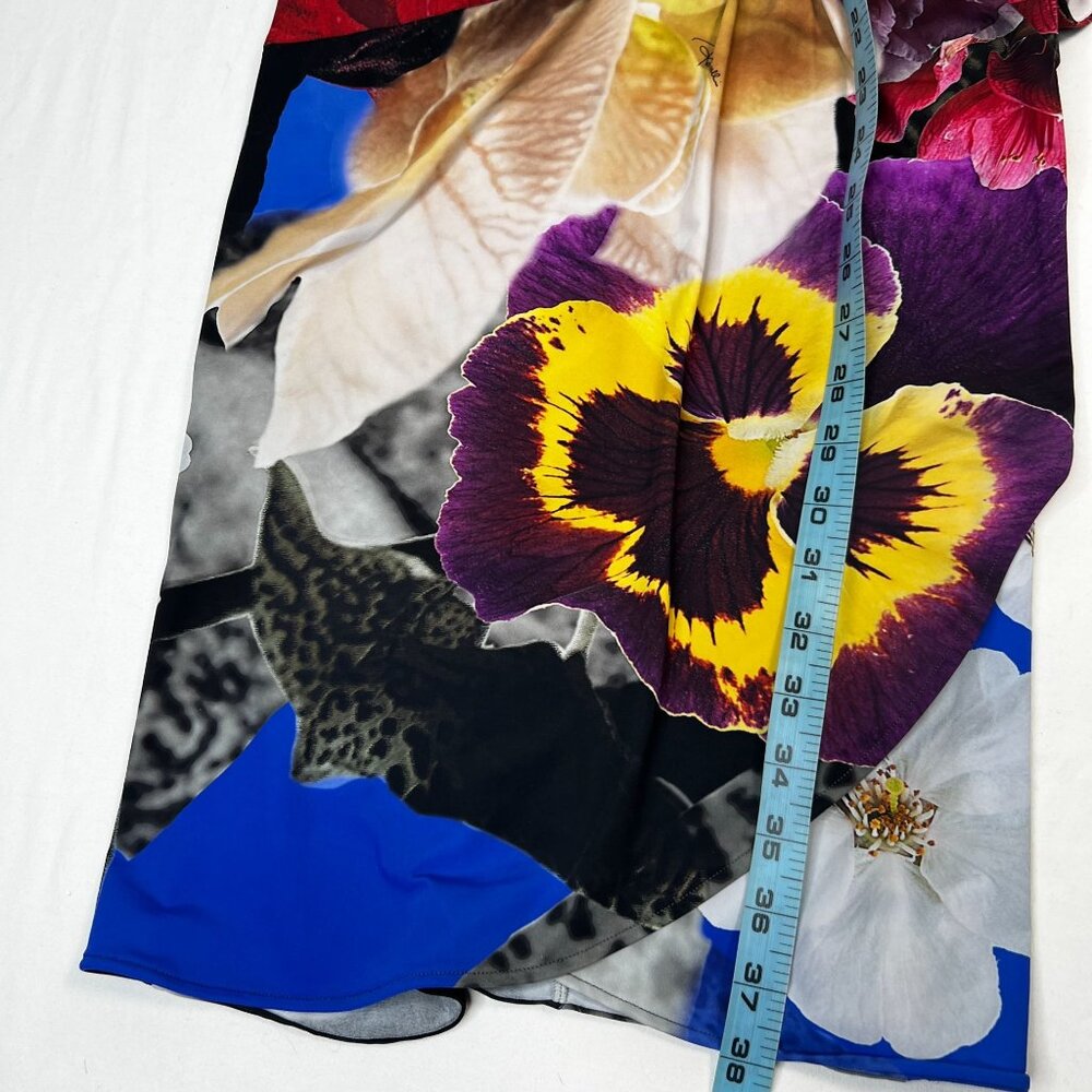 Roberto Cavalli Araki Printed Floral Dress Gathered Mini Multicolor 44  US 10 - Picture 10 of 16